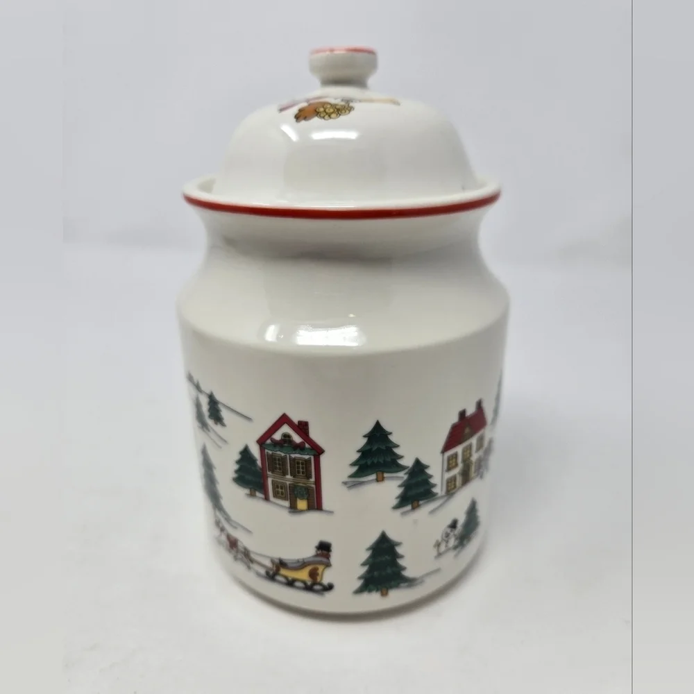 JAMESTOWN CHINA THE JOY OF CHRISTMAS 3 PIECE SET CREAM SUGAR CANISTER HOLIDAY